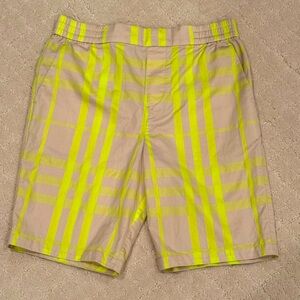 Burberry Boys Neon Yellow & Beige plaid Shorts